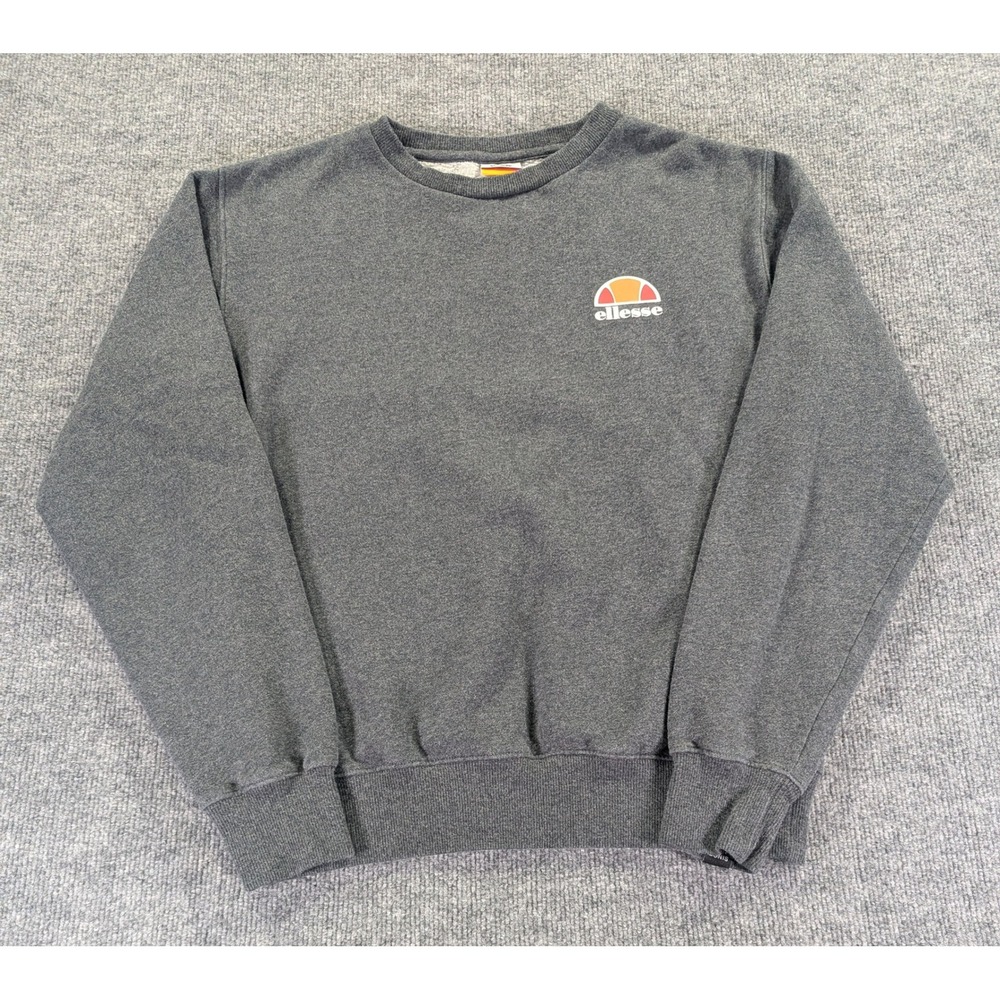 Very Rare Ellesse Women's Crewneck Sweatshirt Gray Fleece Logo Size US 8 EU 40
